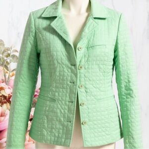 FACONNABLE Quilted Water Resistant
Jacket Button Front Green Sz L